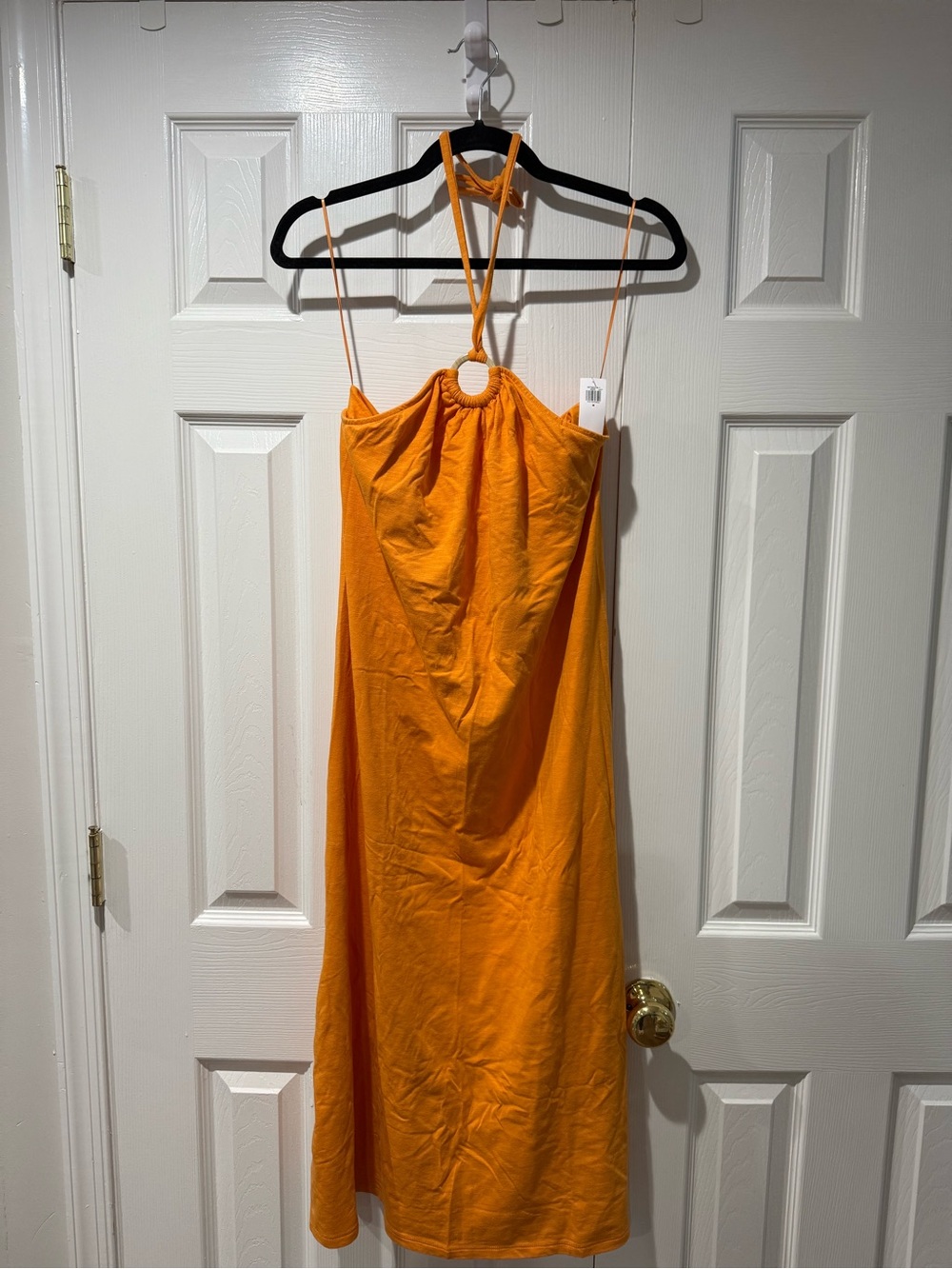 Old Navy Orange Halter Midi Dress with Ring Detail